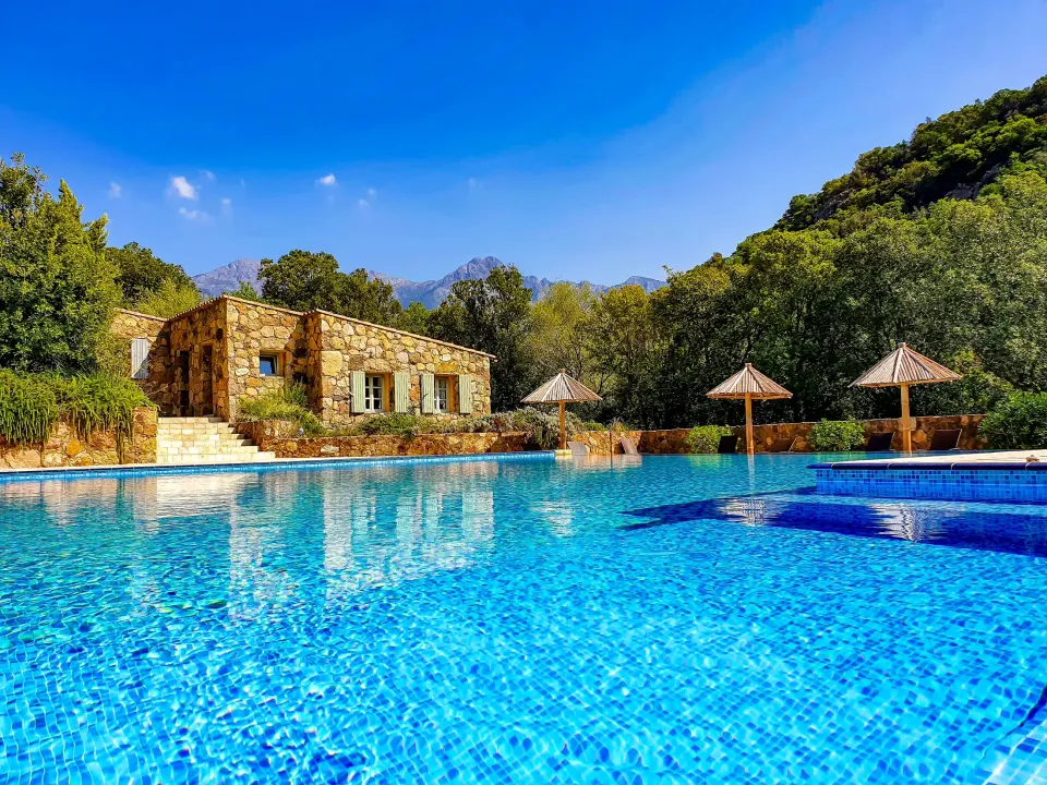 Piscine et espaces détente arborés